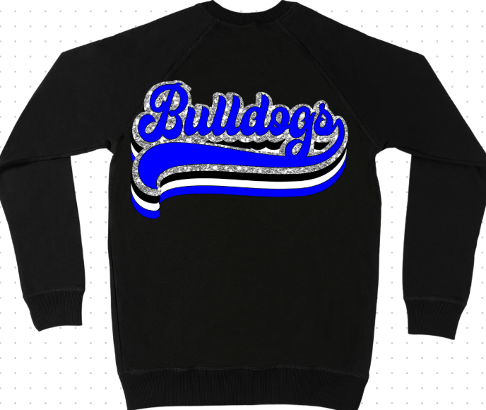 Bulldogs- Retro Silver Glitter Sweatshirt