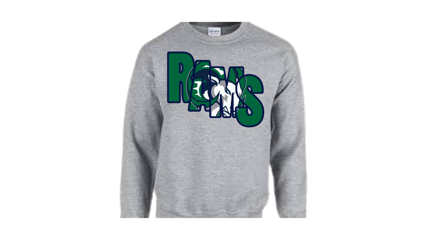 RAMS forrest green and blue stair-stacked design