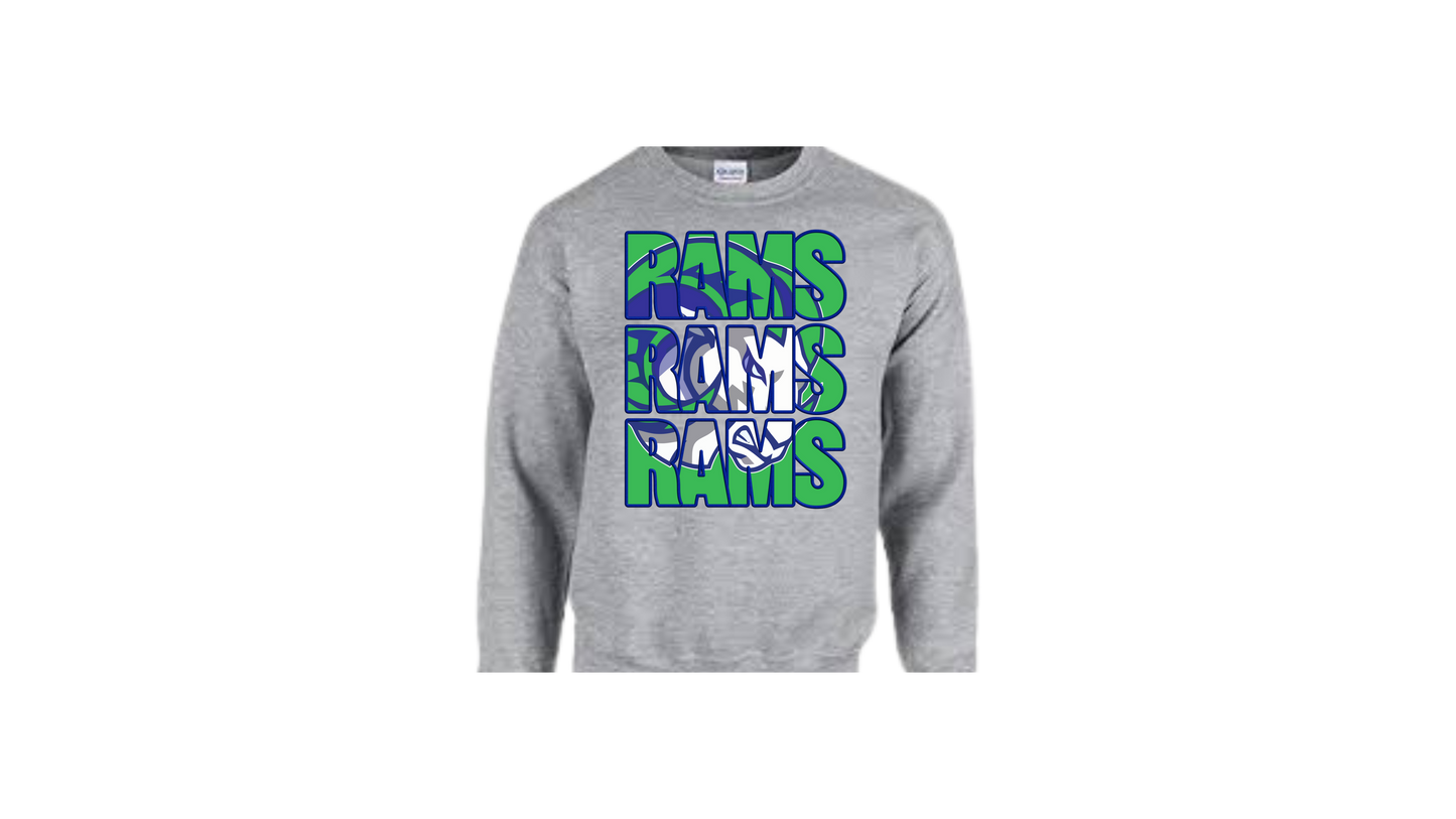 RAMS sweatshirt Mirror Bright Green and blue