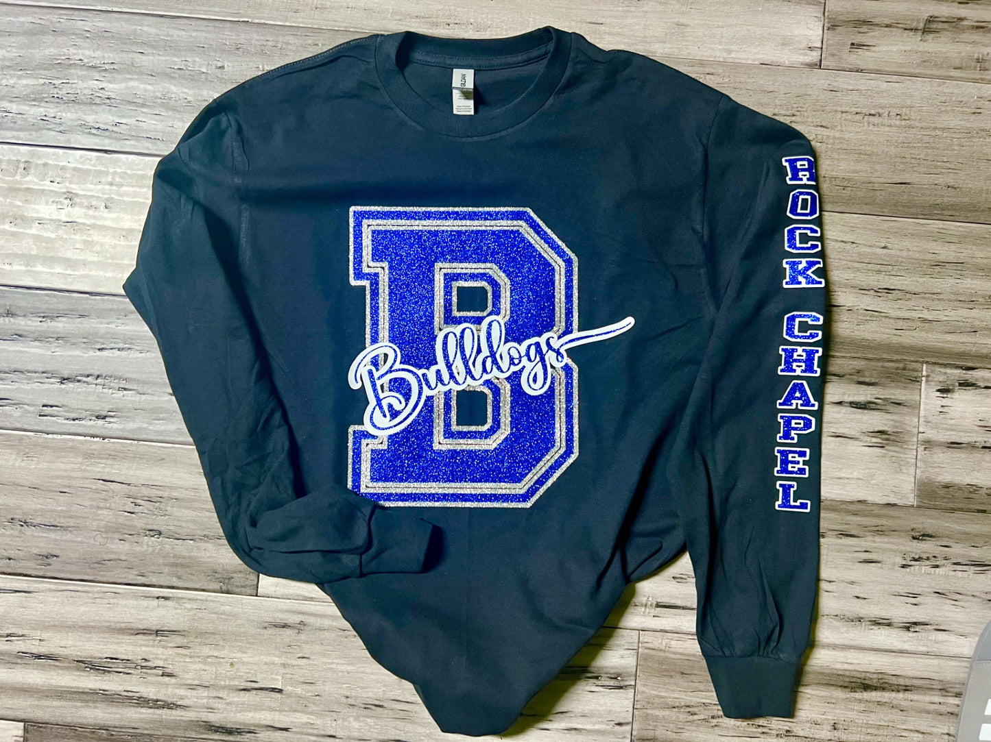 Collegiate "B" for Buldogs Long Sleeved Black TShirt