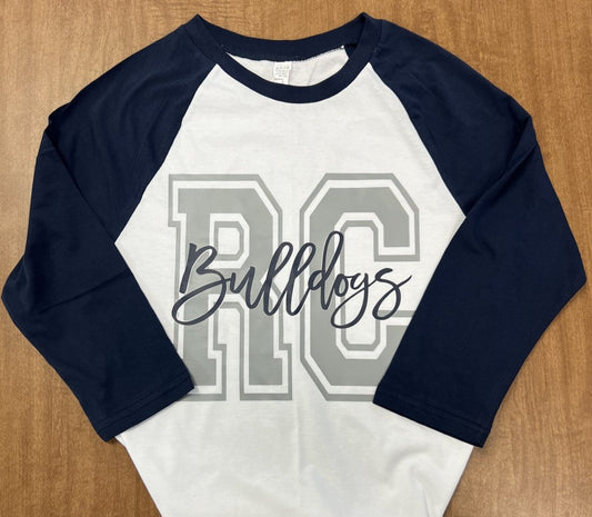 Navy Blue And Gray RC Bulldogs Baseball Tee