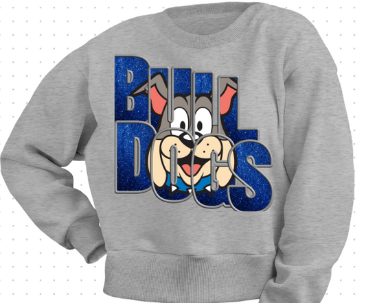 BULLDOG Glitter Faux Embroidery Sweatshirt