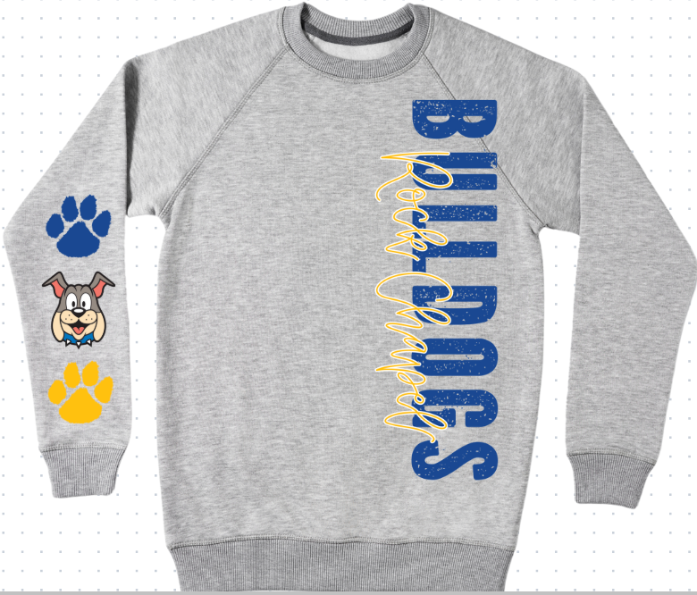 Vertical Bulldogs Mascot Sweatshirt Design w/ Sleeve print