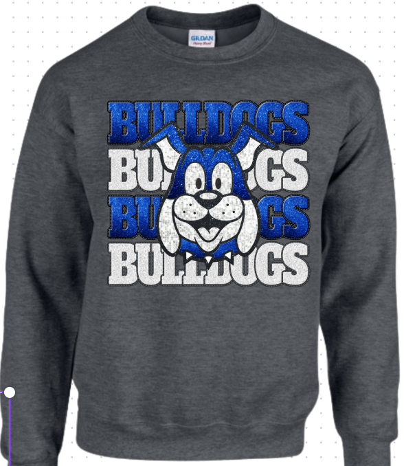 Blue & White Glitter Bulldog School Spirit Sweatshirt