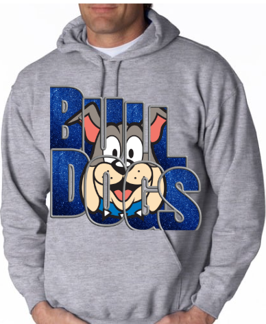 BULLDOG Glitter Faux Embroidery Hoodie