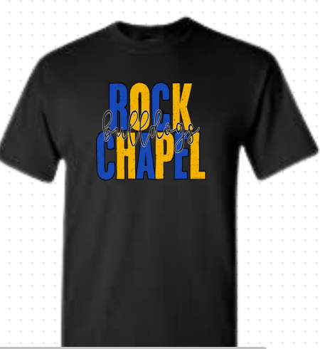ROCK CHAPEL Bulldogs Distressed Tee (royal & yellow